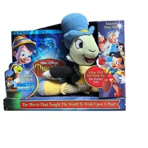 Disney Pinocchio 70th Anniversary 2-Disc DVD Gift Set With Plush Jiminy Cricket
